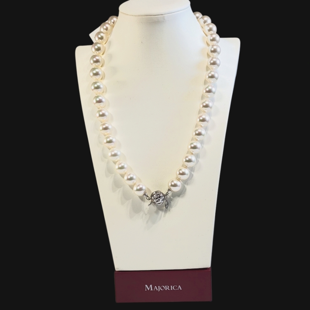 White Pearl Necklace Sterling Sliver